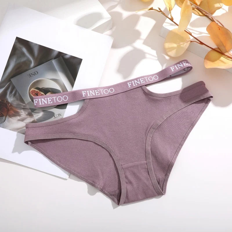 3Pcs Sexy Cotton Double Letter Belt Briefs Women's Panties Hollow Out Intimate Underpants Solid Color Fashion Underwear S-XL