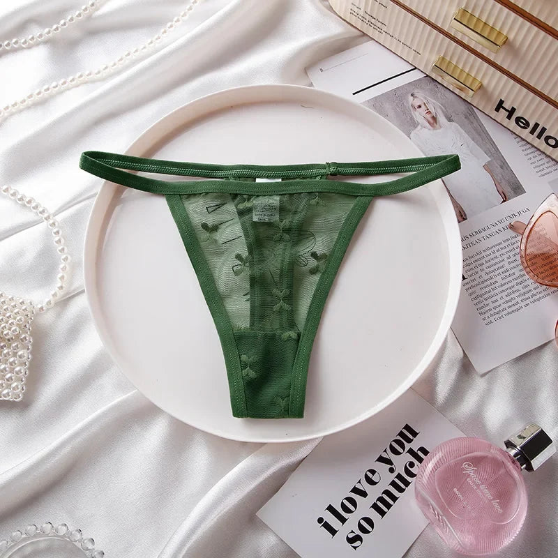 Lace Women Panties G String Sexy Thong Seamless Underwear T Back Transparent Low Waist Girls Briefs Underpants Plus Size S-XL