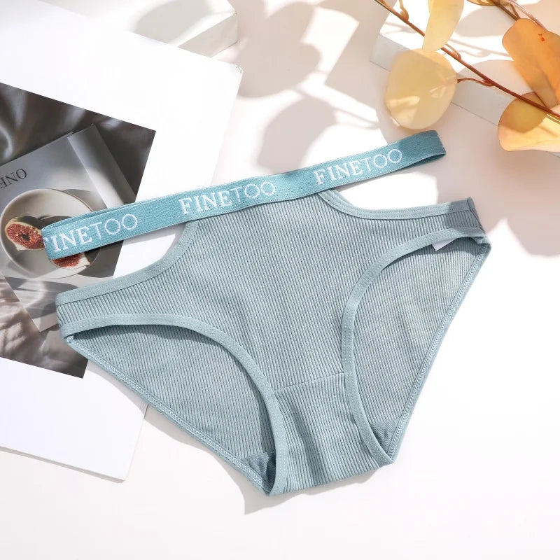 3Pcs Sexy Cotton Double Letter Belt Briefs Women's Panties Hollow Out Intimate Underpants Solid Color Fashion Underwear S-XL