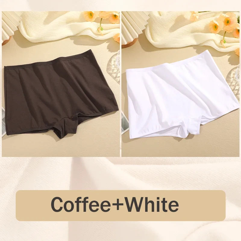 2Pcs/Set Women's Panties Cotton Seamless Sports Boxers Underwear Female Solid Color Briefs Lingerie Intimate Underpants XS-XL