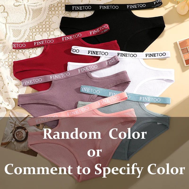3Pcs Sexy Cotton Double Letter Belt Briefs Women's Panties Hollow Out Intimate Underpants Solid Color Fashion Underwear S-XL