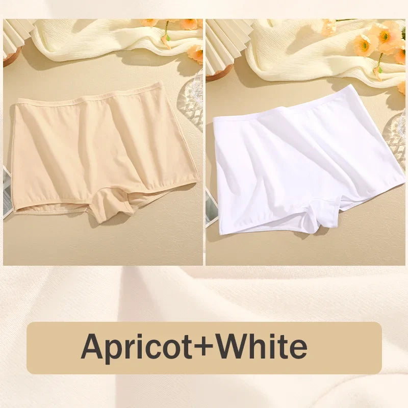 2Pcs/Set Women's Panties Cotton Seamless Sports Boxers Underwear Female Solid Color Briefs Lingerie Intimate Underpants XS-XL