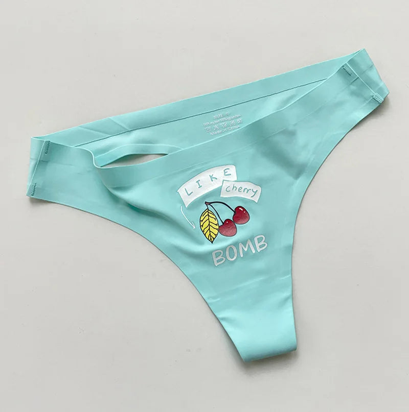 Seamless Sexy Thong Women Underwear Briefs Panties Dog Heart Banana Flower Low Rise Yoga G String Bikini Girls Female Panty