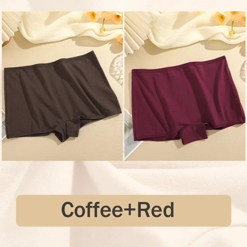 2Pcs/Set Women's Panties Cotton Seamless Sports Boxers Underwear Female Solid Color Briefs Lingerie Intimate Underpants XS-XL
