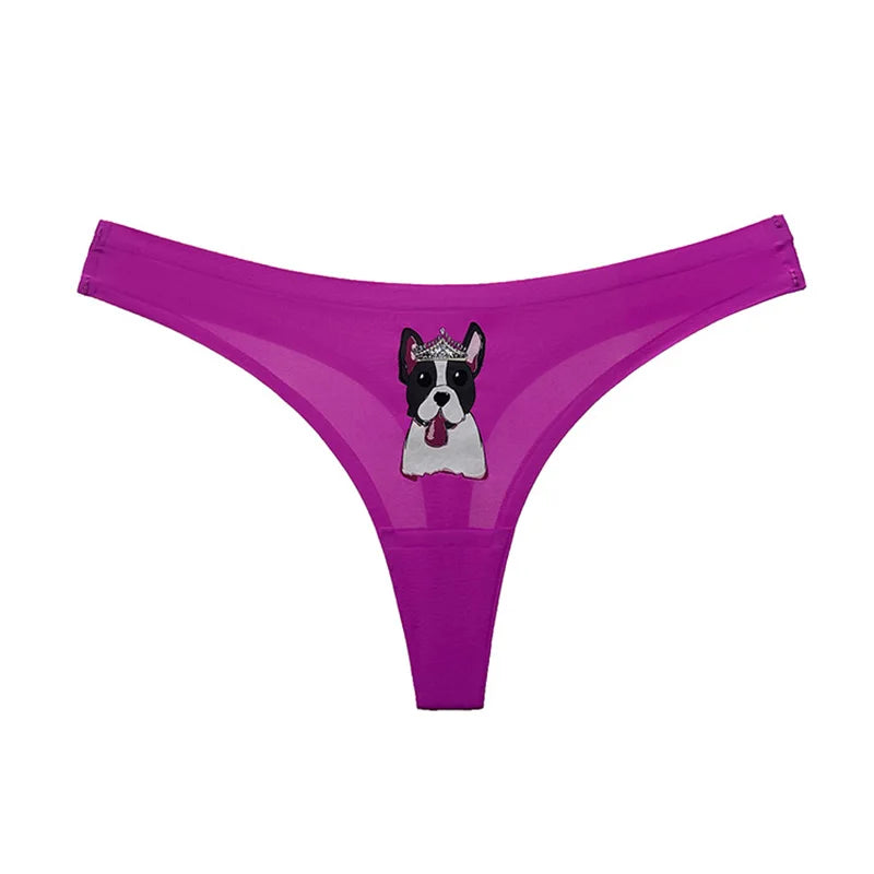 Seamless Sexy Thong Women Underwear Briefs Panties Dog Heart Banana Flower Low Rise Yoga G String Bikini Girls Female Panty