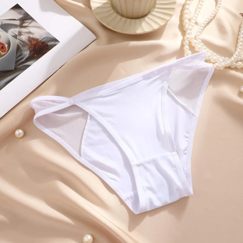 Lace Fabric Splicing Transparent Panties Women's Panties Sexy Breathable Underwear Female Low Waist Soild Soft Lingerie S-XL