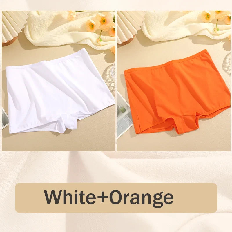 2Pcs/Set Women's Panties Cotton Seamless Sports Boxers Underwear Female Solid Color Briefs Lingerie Intimate Underpants XS-XL