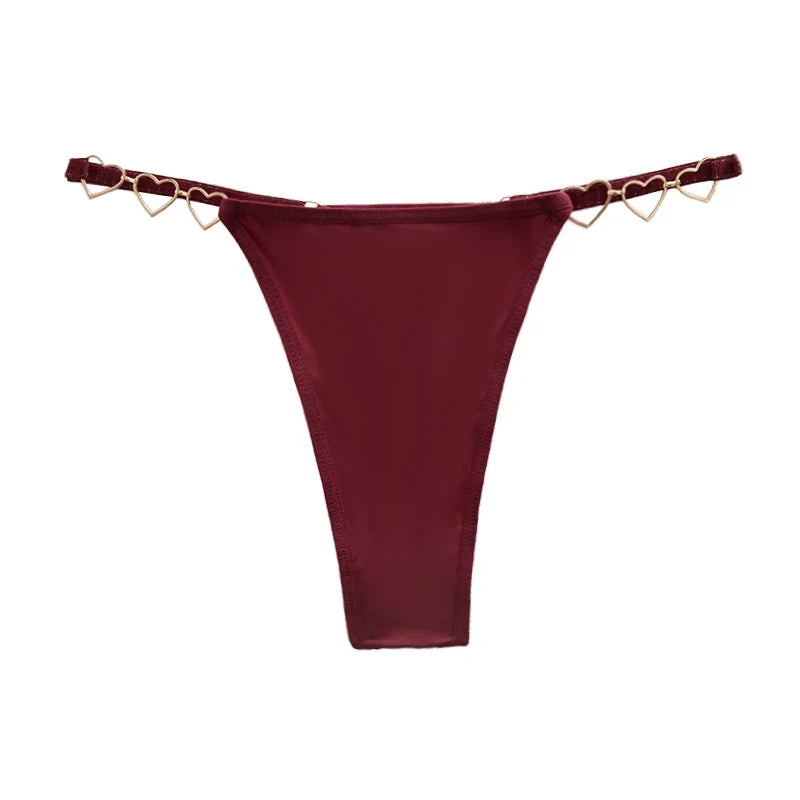 1pcs Women Sexy Thongs Low Rise Lady G-string Heart Decoration Erotic Intimate Lingerie T-Back New Fashion Cotton Crotch Panties