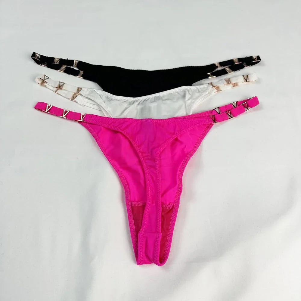 Low Rise Sexy Thong Women Underwear Briefs Seamless Panties Zebra Flower Luxury Metal Buckle G String Bikini Girls Female Panty