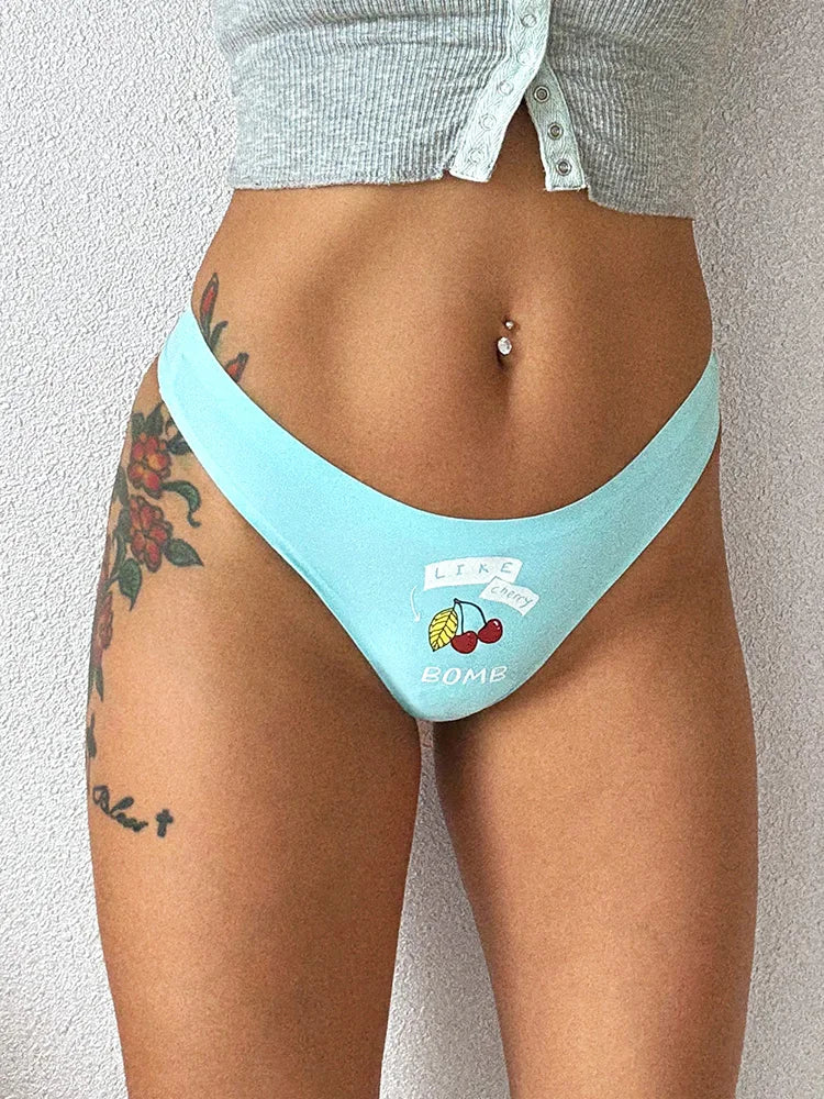 Seamless Sexy Thong Women Underwear Briefs Panties Dog Heart Banana Flower Low Rise Yoga G String Bikini Girls Female Panty