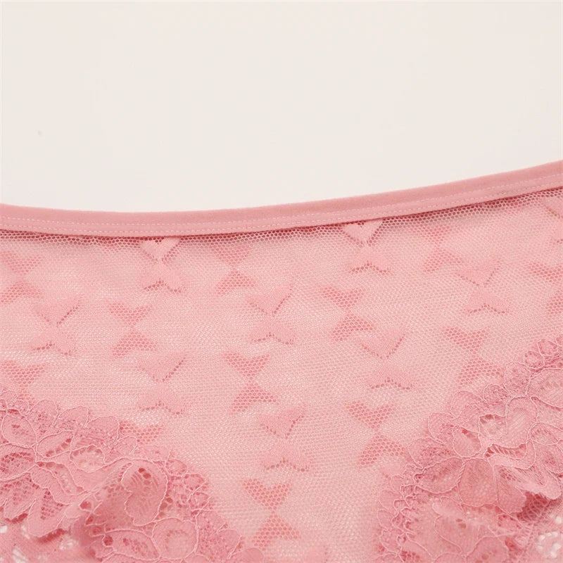 1PCS Bikini Lace Briefs Panties Women's Transparent Lingerie Sexy Female Underpants Floral Lace Perspective Waist Band Briefs