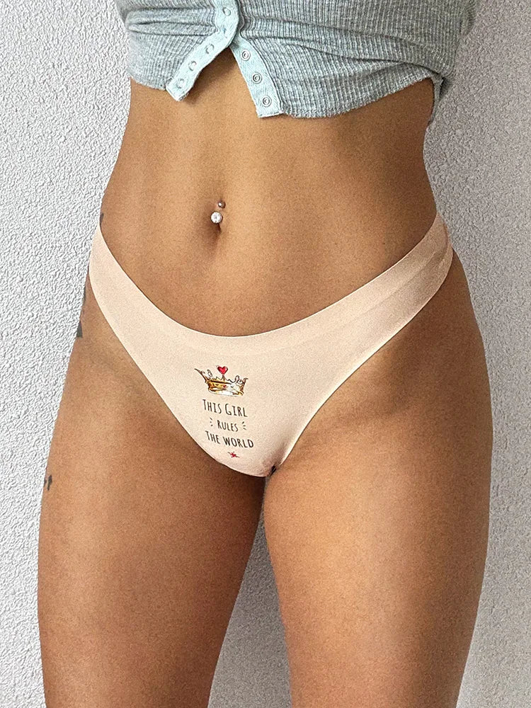 Seamless Sexy Thong Women Underwear Briefs Panties Dog Heart Banana Flower Low Rise Yoga G String Bikini Girls Female Panty