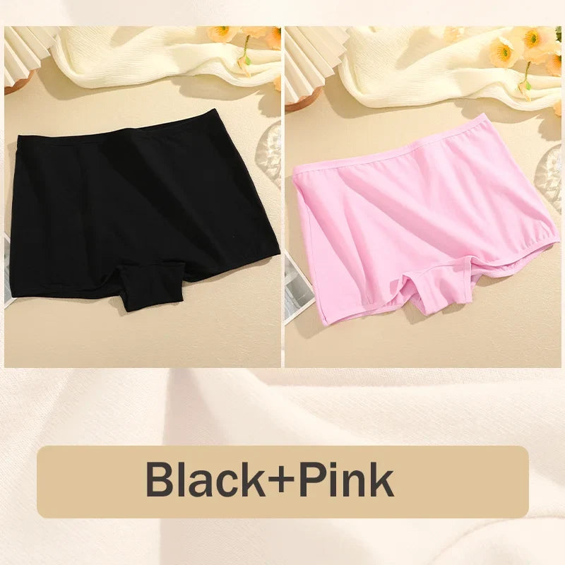 2Pcs/Set Women's Panties Cotton Seamless Sports Boxers Underwear Female Solid Color Briefs Lingerie Intimate Underpants XS-XL