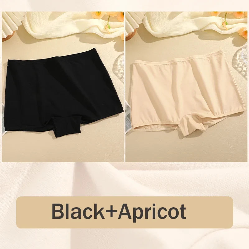 2Pcs/Set Women's Panties Cotton Seamless Sports Boxers Underwear Female Solid Color Briefs Lingerie Intimate Underpants XS-XL