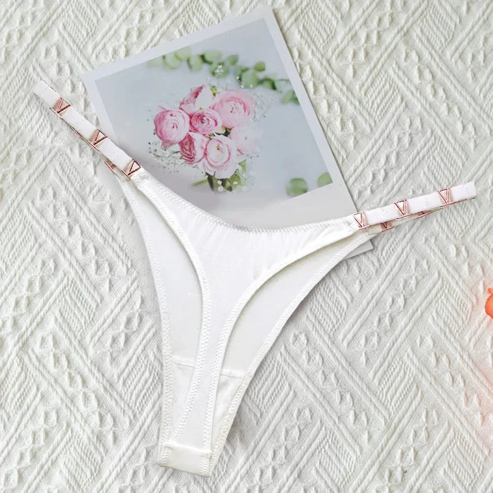 Zebra Flower Low Rise Sexy Thong Women Underwear Briefs Panties Luxury Metal Buckle G String Seamless Bikini Girls Female Panty
