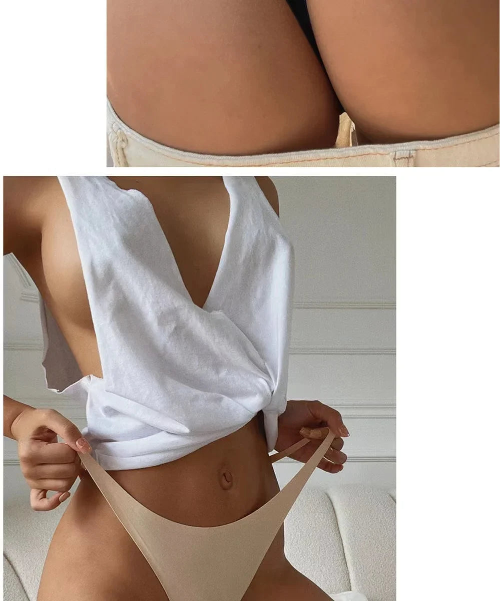 Ice Silk Seamless Panties For Women Soft Thin Band Thongs Woman Satin Underwear Female Bikini Panties String Tangas Mujer