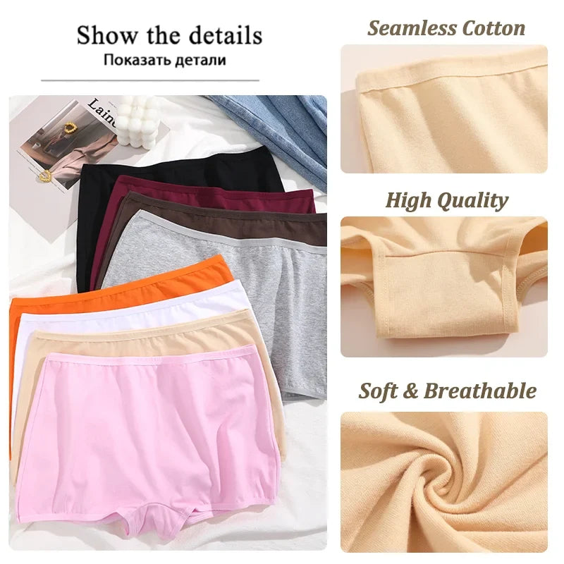 2Pcs/Set Women's Panties Cotton Seamless Sports Boxers Underwear Female Solid Color Briefs Lingerie Intimate Underpants XS-XL