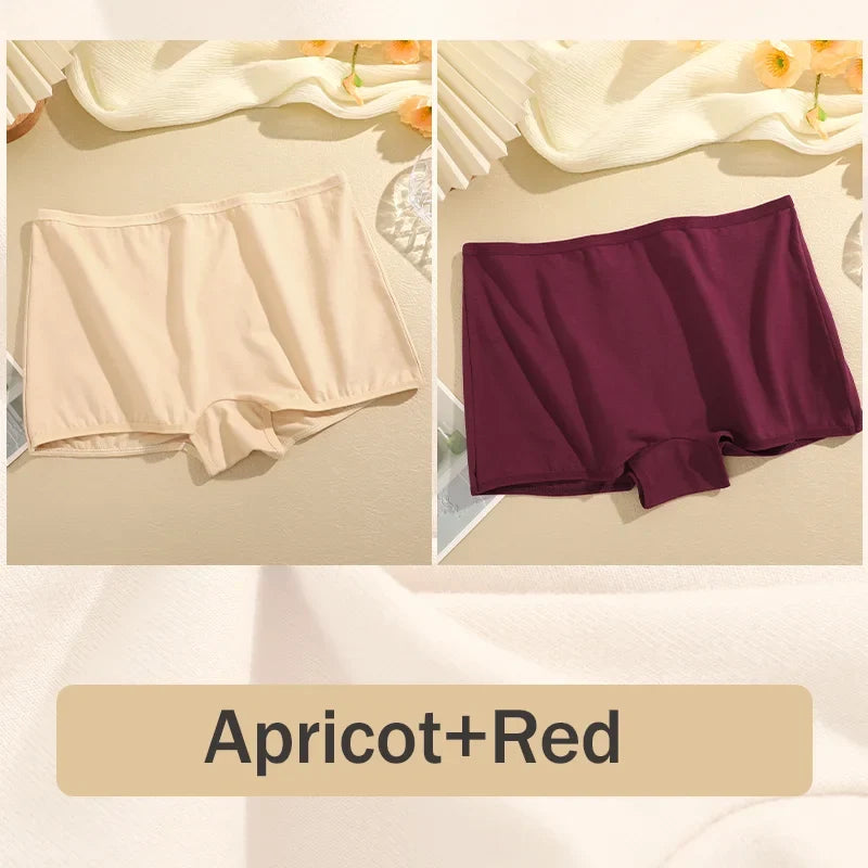2Pcs/Set Women's Panties Cotton Seamless Sports Boxers Underwear Female Solid Color Briefs Lingerie Intimate Underpants XS-XL