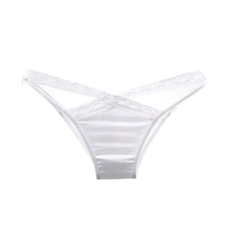 Lace Thin Sexy Girls Panties Women Briefs Thong Hollow Out G String Underwear Satin Seamless Female Low Waist Lingerie