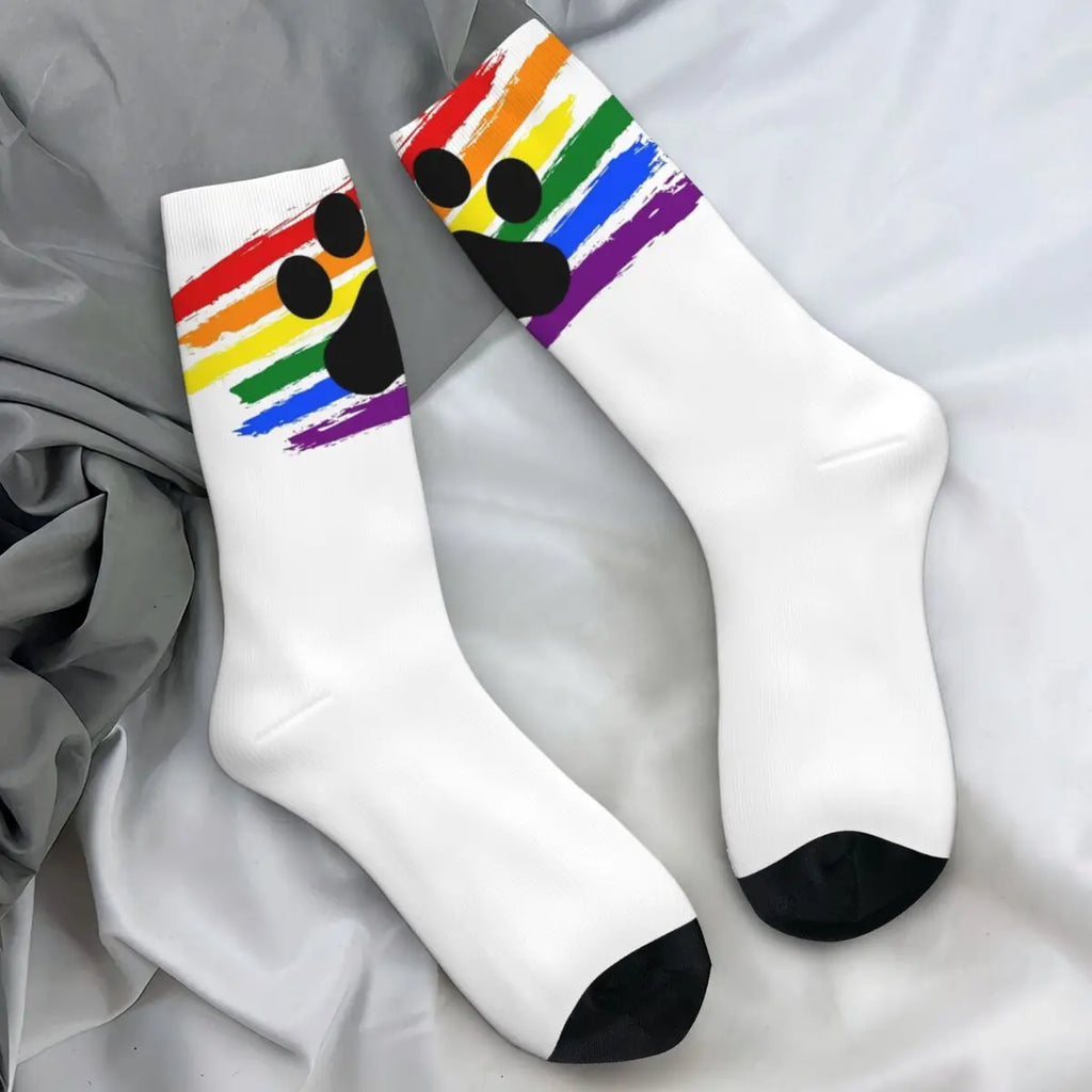 Men's Socks Pup Paw Rainbow Crew Socks