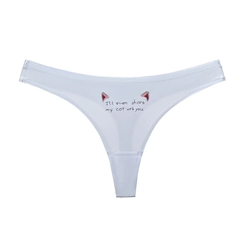 Seamless Sexy Thong Women Underwear Briefs Panties Dog Heart Banana Flower Low Rise Yoga G String Bikini Girls Female Panty