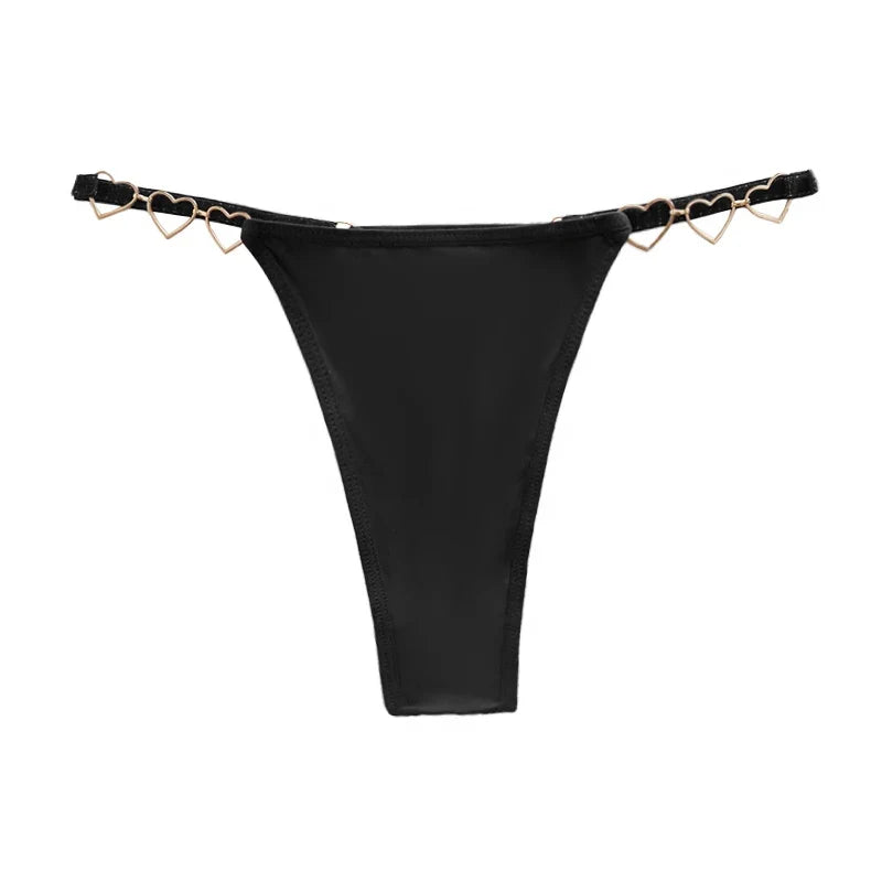 1pcs Women Sexy Thongs Low Rise Lady G-string Heart Decoration Erotic Intimate Lingerie T-Back New Fashion Cotton Crotch Panties
