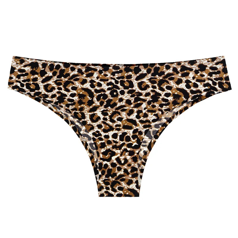 Ice Silk Seamless Snake Leopard Women Panties Sexy G String Thong Underwear T Back Girls Briefs Fitness Lingerie Plus Size M-XXL