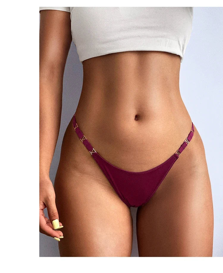 Seamless Sexy Thong Women Underwear Briefs Panties Zebra Flower Low Rise Luxury Metal Buckle G String Bikini Girls Female Panty