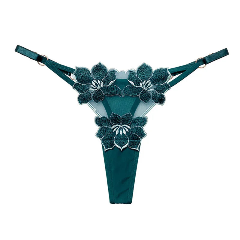Embroidery Flower Thin Sexy Girls G String Thong Panties Women Briefs Hollow Out Transparent Underwear Female Lingerie