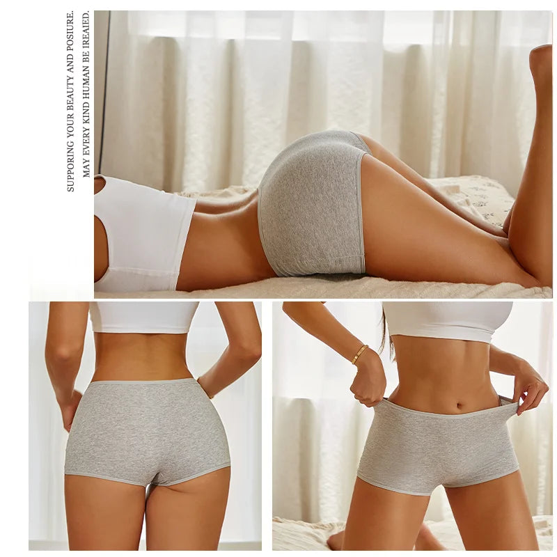 2Pcs/Set Women's Panties Cotton Seamless Sports Boxers Underwear Female Solid Color Briefs Lingerie Intimate Underpants XS-XL