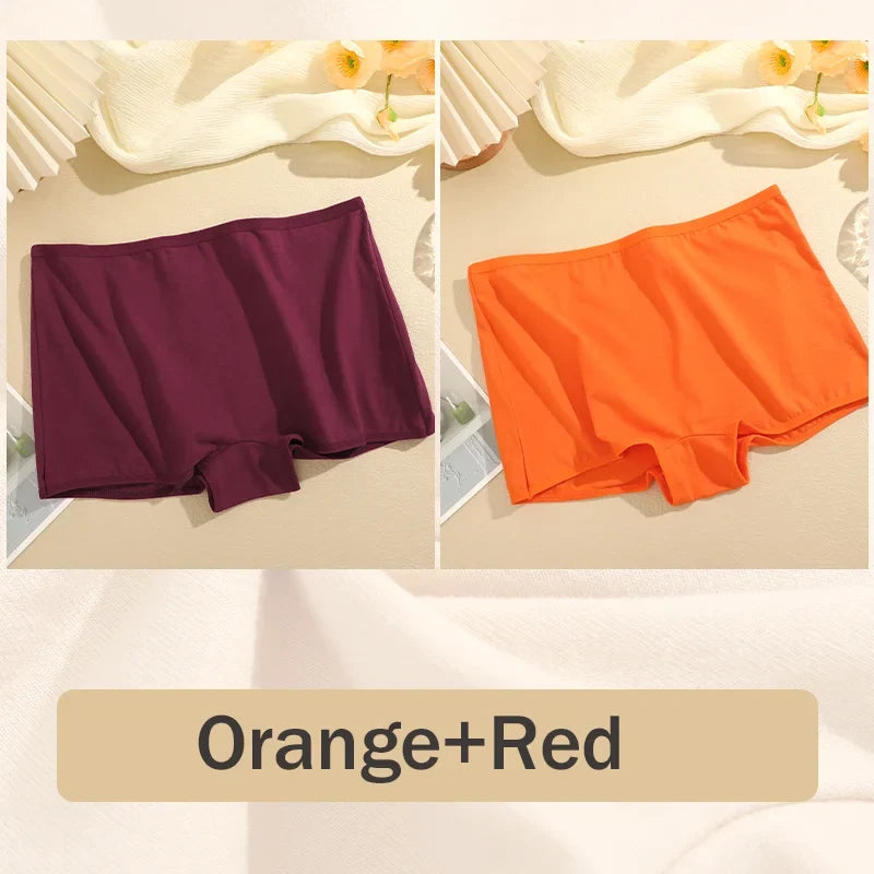 2Pcs/Set Women's Panties Cotton Seamless Sports Boxers Underwear Female Solid Color Briefs Lingerie Intimate Underpants XS-XL
