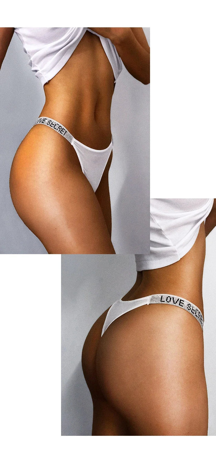 Low Waist Sexy Women Thongs Panties Rhinestones letter Diamonds G String Sports Thong Shorts Briefs T-back Fitness Size S-XL