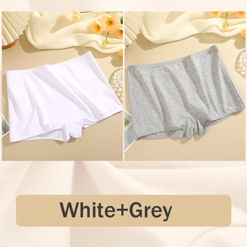 2Pcs/Set Women's Panties Cotton Seamless Sports Boxers Underwear Female Solid Color Briefs Lingerie Intimate Underpants XS-XL