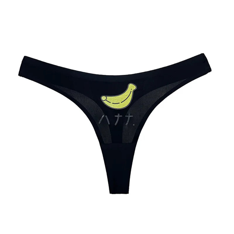 Seamless Sexy Thong Women Underwear Briefs Panties Dog Heart Banana Flower Low Rise Yoga G String Bikini Girls Female Panty