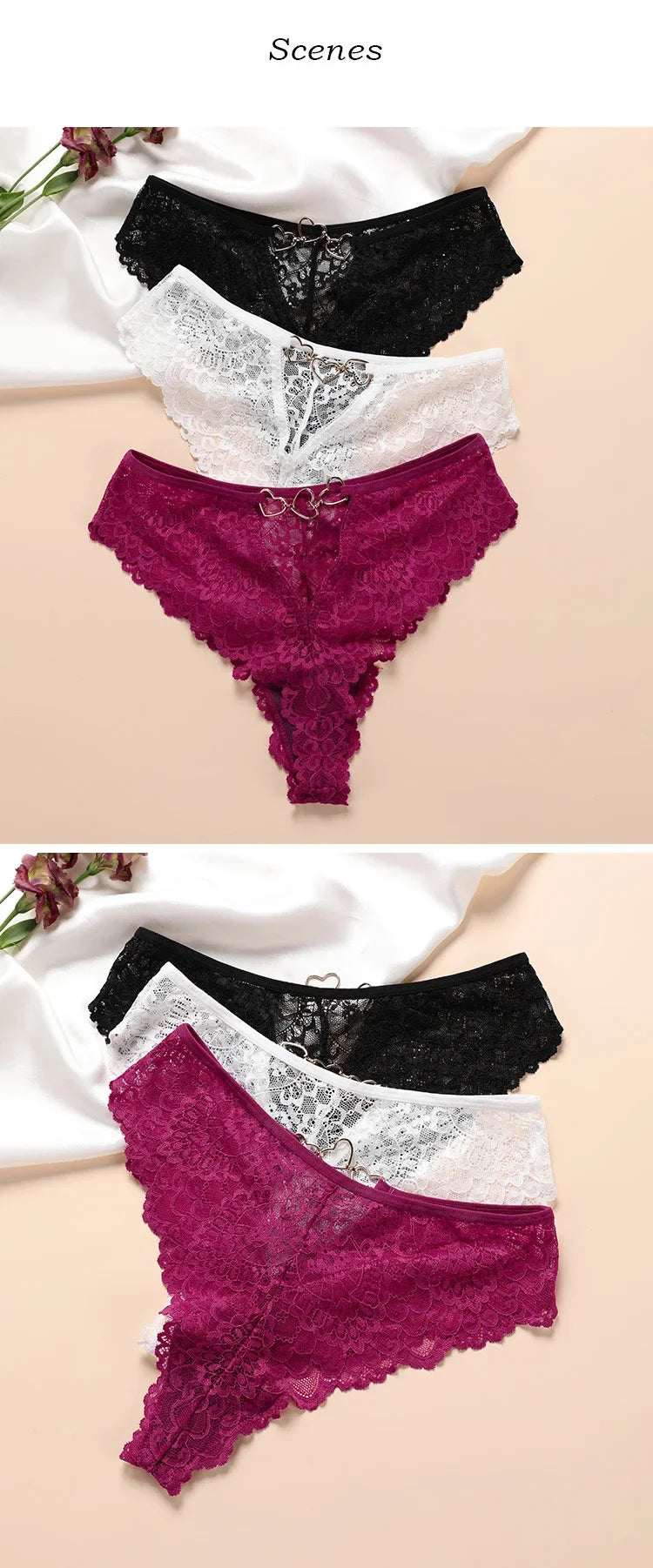 Hollow Out Girls G String Sexy Panties Women Briefs Thong Transparent Lace Underwear Female Thin Low Waist Lingerie Size S-XL