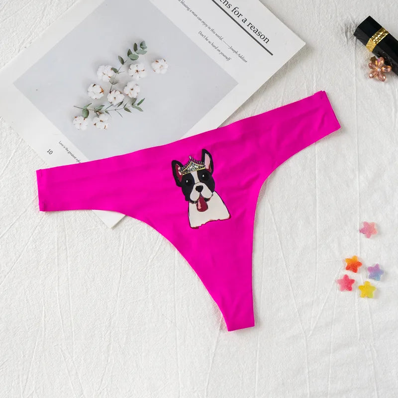 Sexy Thong Women Underwear Briefs Panties Dog Heart Banana Seamless Low Rise Yoga G String Bikini Girls Female Panty