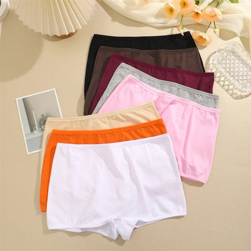 2Pcs/Set Women's Panties Cotton Seamless Sports Boxers Underwear Female Solid Color Briefs Lingerie Intimate Underpants XS-XL
