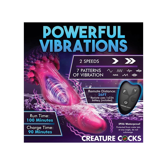 Creature Cocks Xenox Vibrating Silicone Dildo - Pink/Purple