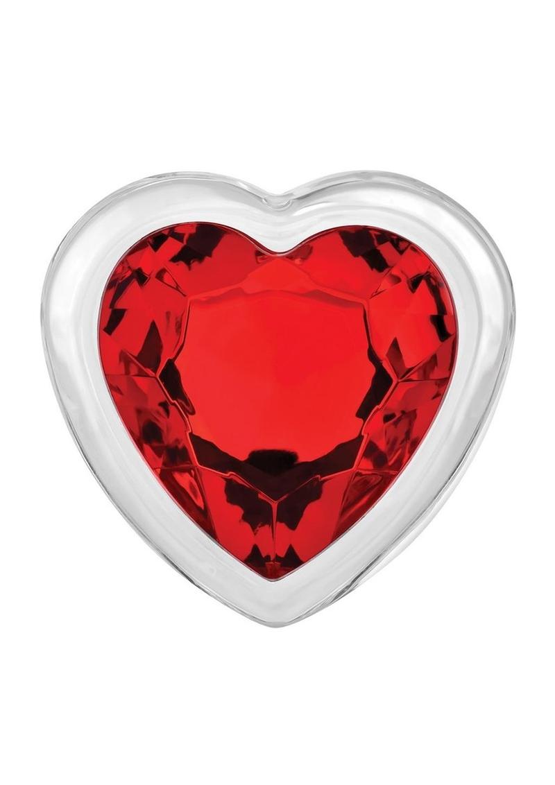 Large Red Heart Gem Glass Anal Plug