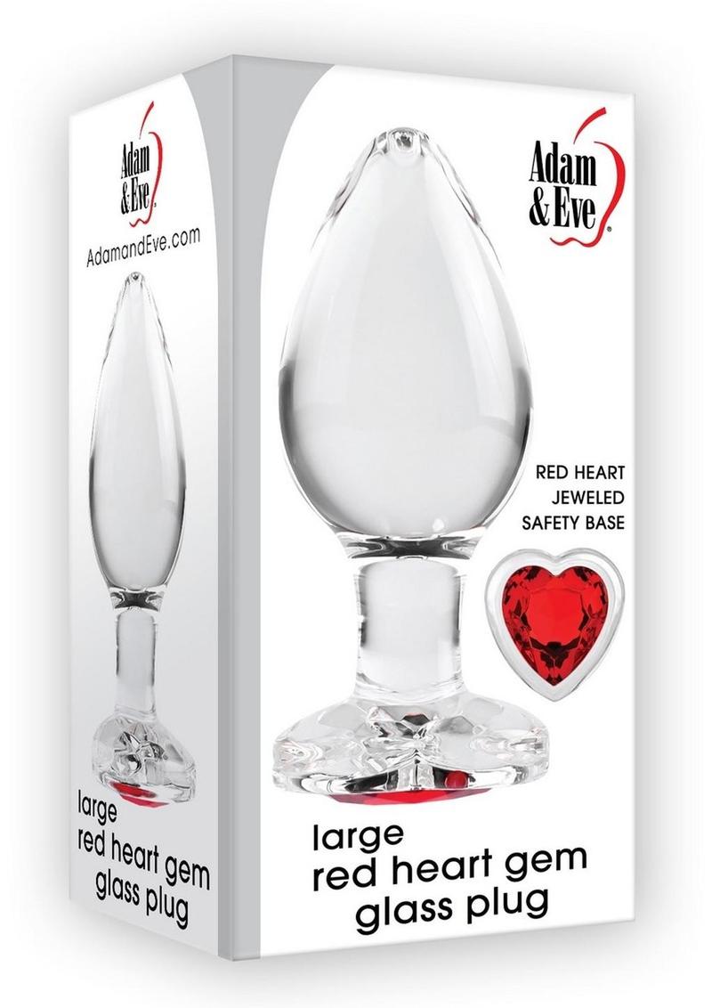 Large Red Heart Gem Glass Anal Plug