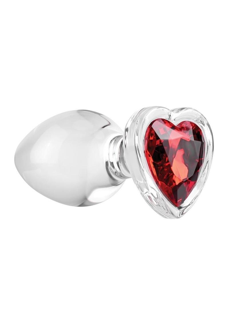 Large Red Heart Gem Glass Anal Plug