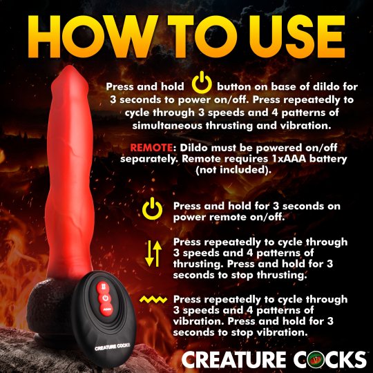 Creature Cocks Ramming Hound Silicone Dildo - Red/Brown