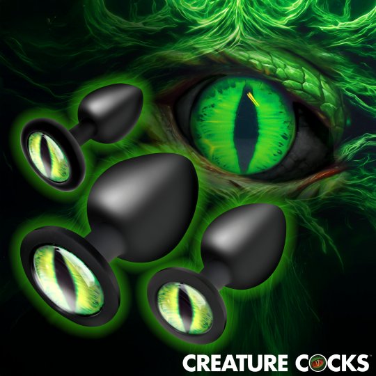 Creature Cocks Creature Eyes Green Eye Silicone Butt Plug Set