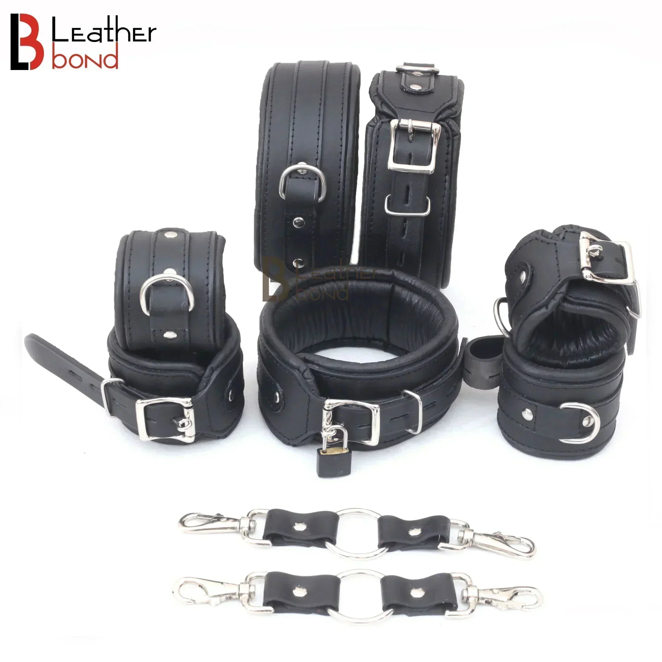 Puppy Play Animal Role Bondage Kit 5-Piece Genuine Cowhide Leather BDSM Restraint Set