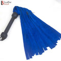 Real Cowhide Suede Leather Flogger 25 Falls Blue & Black Heavy Duty Thuddy Whip | BDSM Impact Flogger