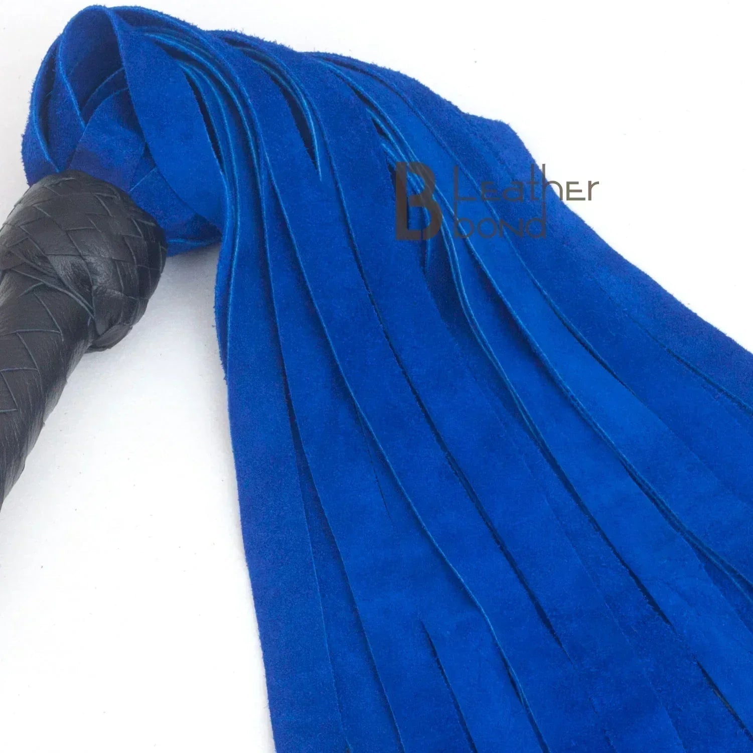 Real Cowhide Suede Leather Flogger 25 Falls Blue & Black Heavy Duty Thuddy Whip | BDSM Impact Flogger