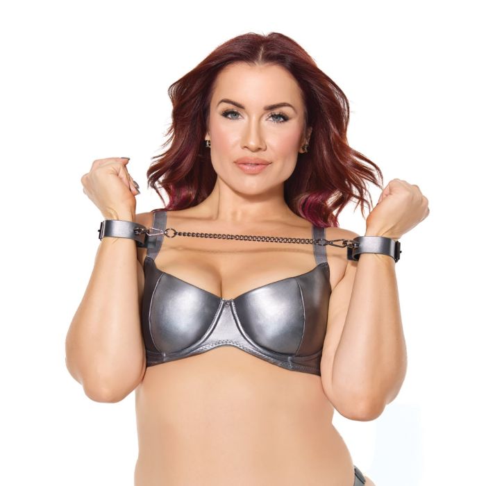 Coquette Pleasure Gunmetal Glam Wrist Cuffs