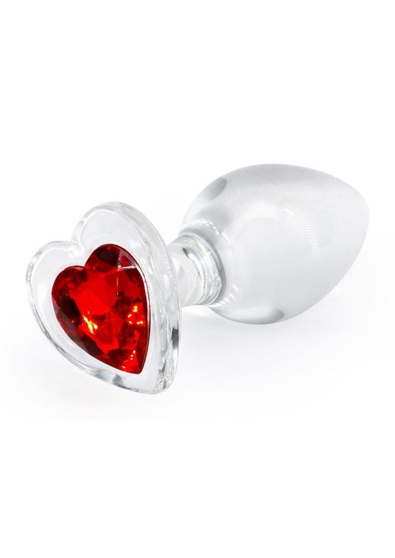 Crystal Desires Red Heart Glass Anal Plug by NS Novelties