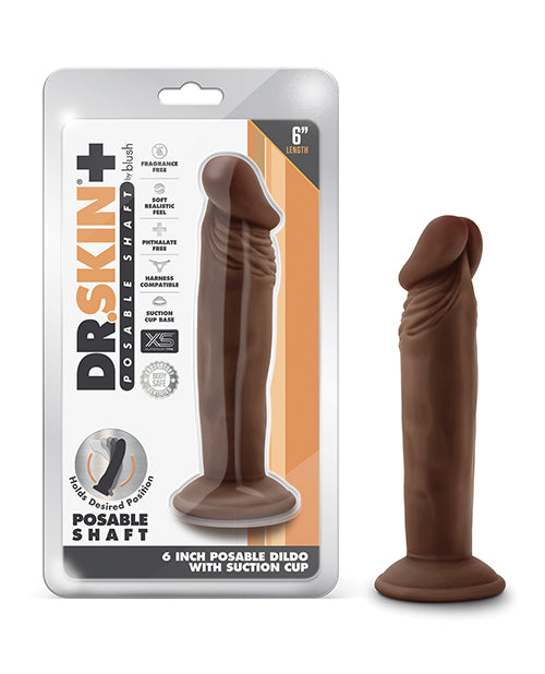 Dr. Skin Plus 6" Poseable Dildo - Chocolate