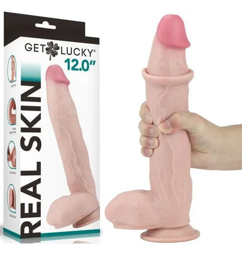 Get Lucky Real Skin 12" Dual Layer Dildo